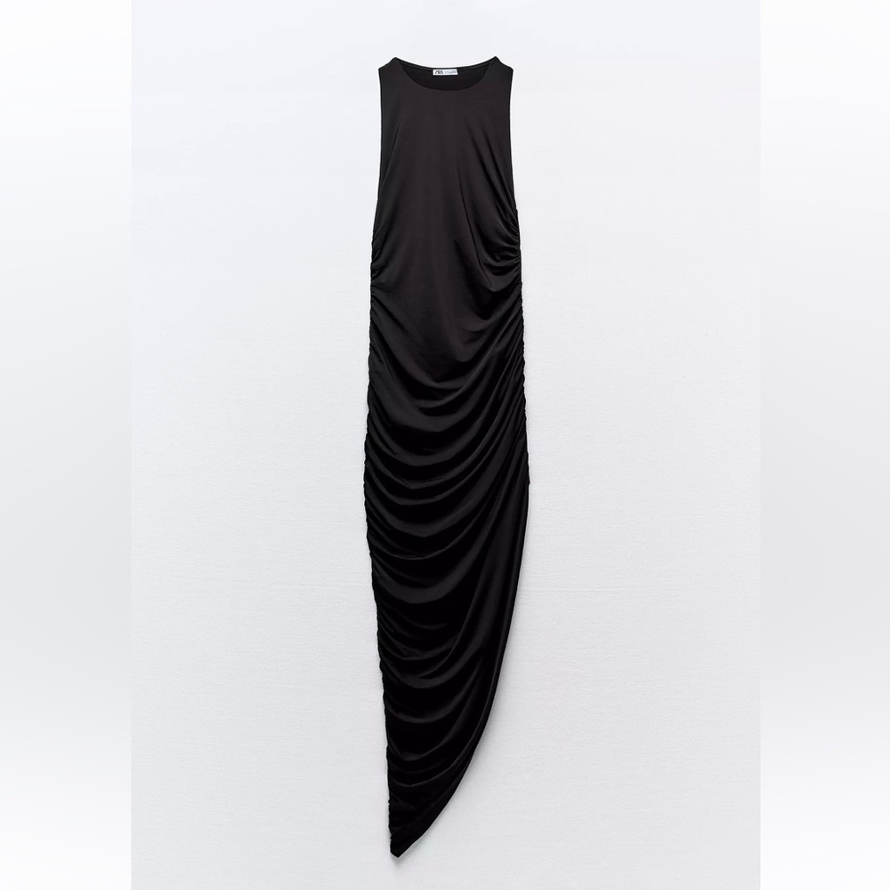 Zara - Fitted Draped Polyamide Dress (Black)